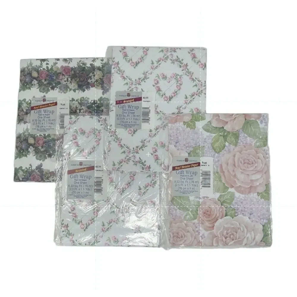 American Greetings Vtg Birthday Bridal Baby Floral Gift Wrap Lot of 11